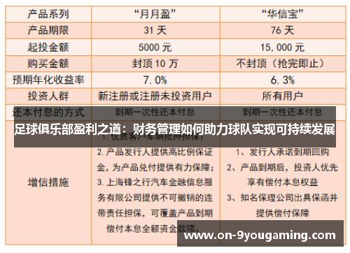 足球俱乐部盈利之道：财务管理如何助力球队实现可持续发展